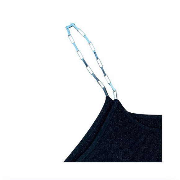 Michelle Antonelli Sparkling Black Tank with Metal “Paper Clip Chain” Straps - Picture 4 of 4